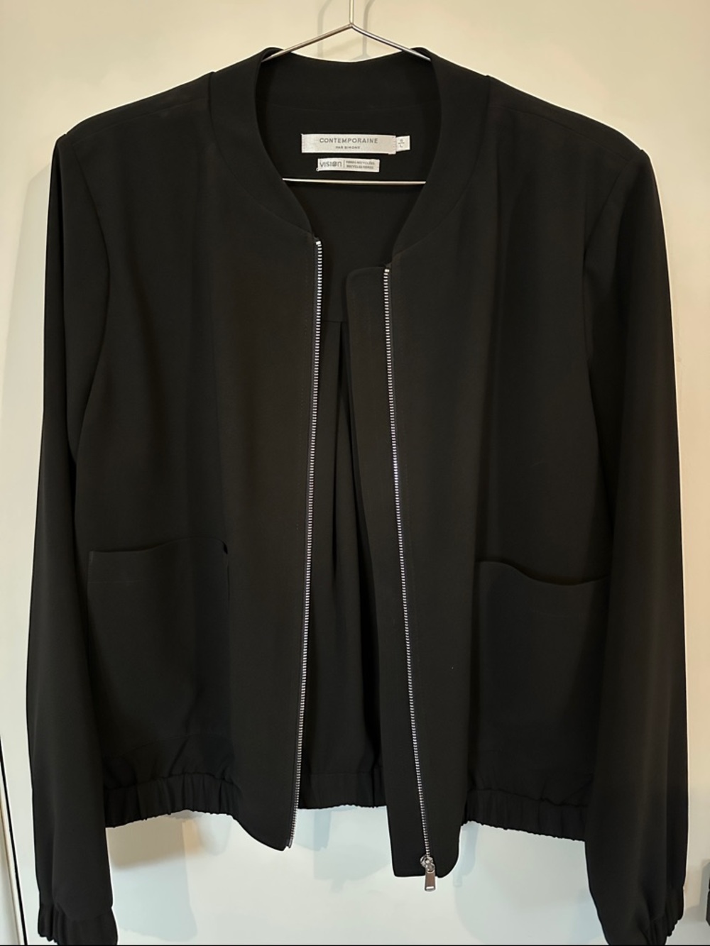 Simons Black Bomber Jacket with Front Zip